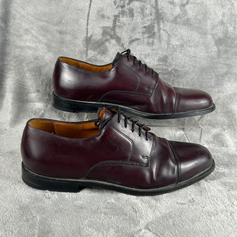 Cole Haan City Mens 11.5 D Burgundy Leather Cap Toe Derby Dress Shoes 837488